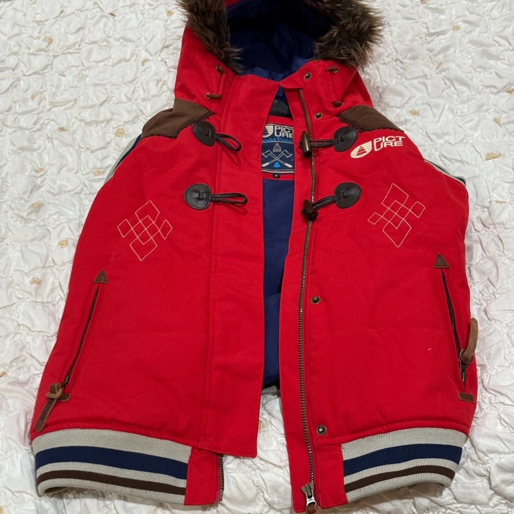 Red and Blue Hooded Jacket